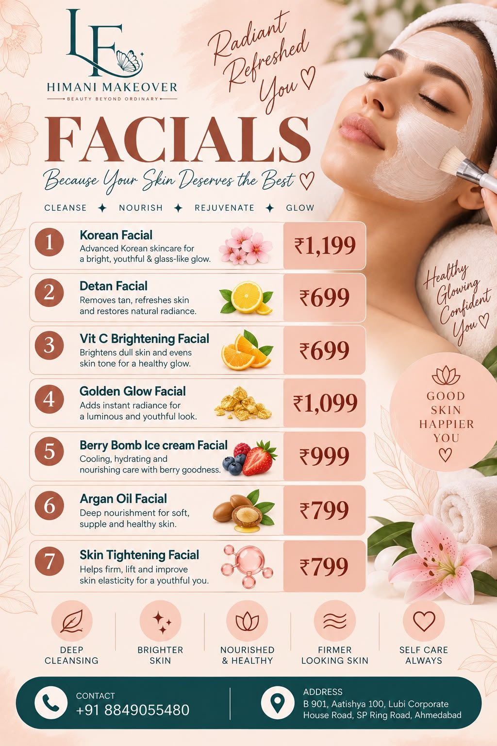 Facials menu